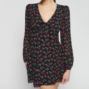 Reformation Ferris Dress Black Cherry Print Viscose Mini NWT Size 6